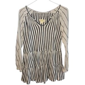 Maeve for anthropologie striped long sleeve flounce top